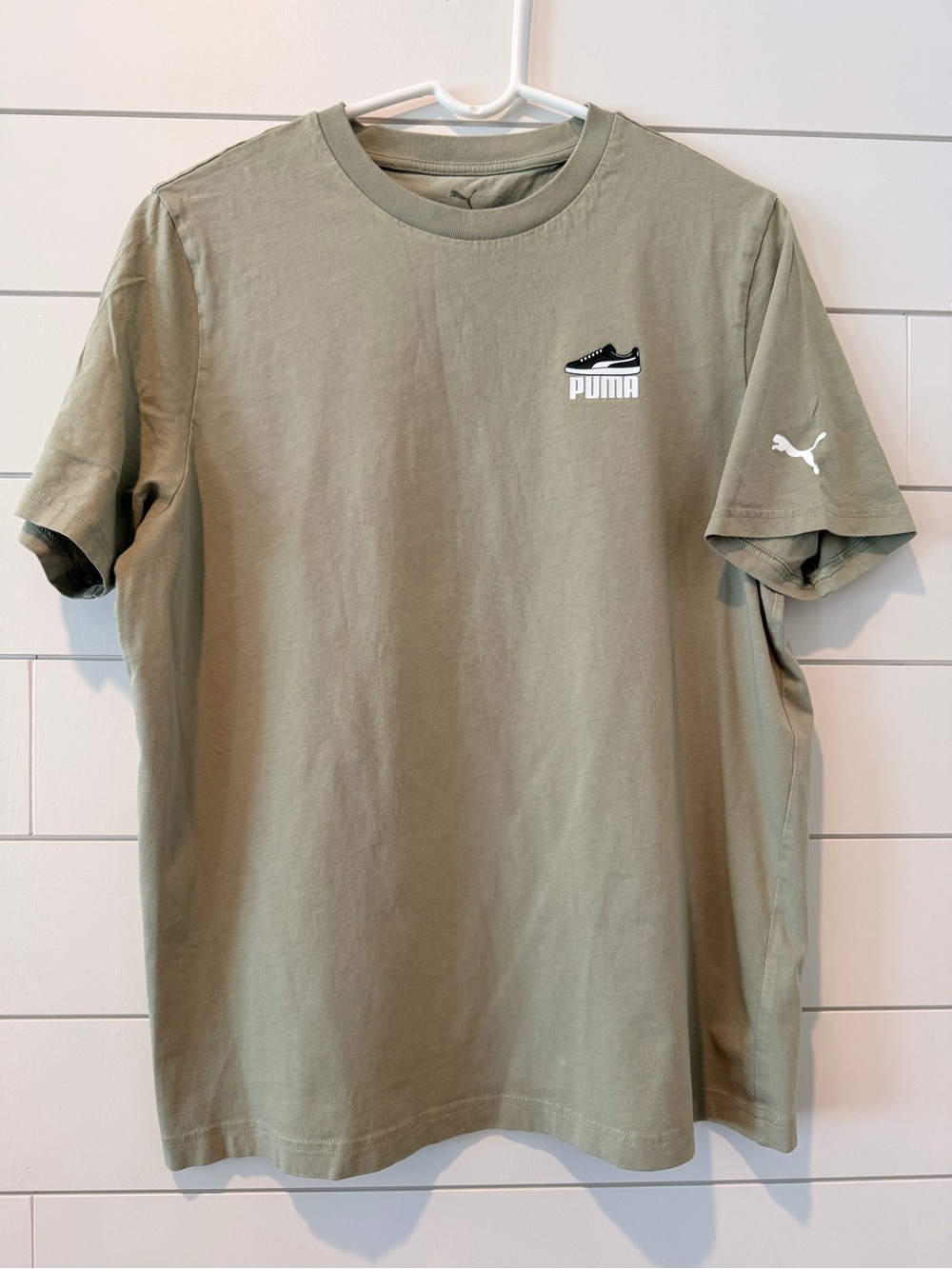 Puma Olive Green Crew Neck Logo T-Shirt